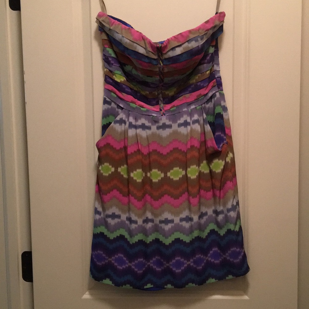 Multi-color strapless party dress